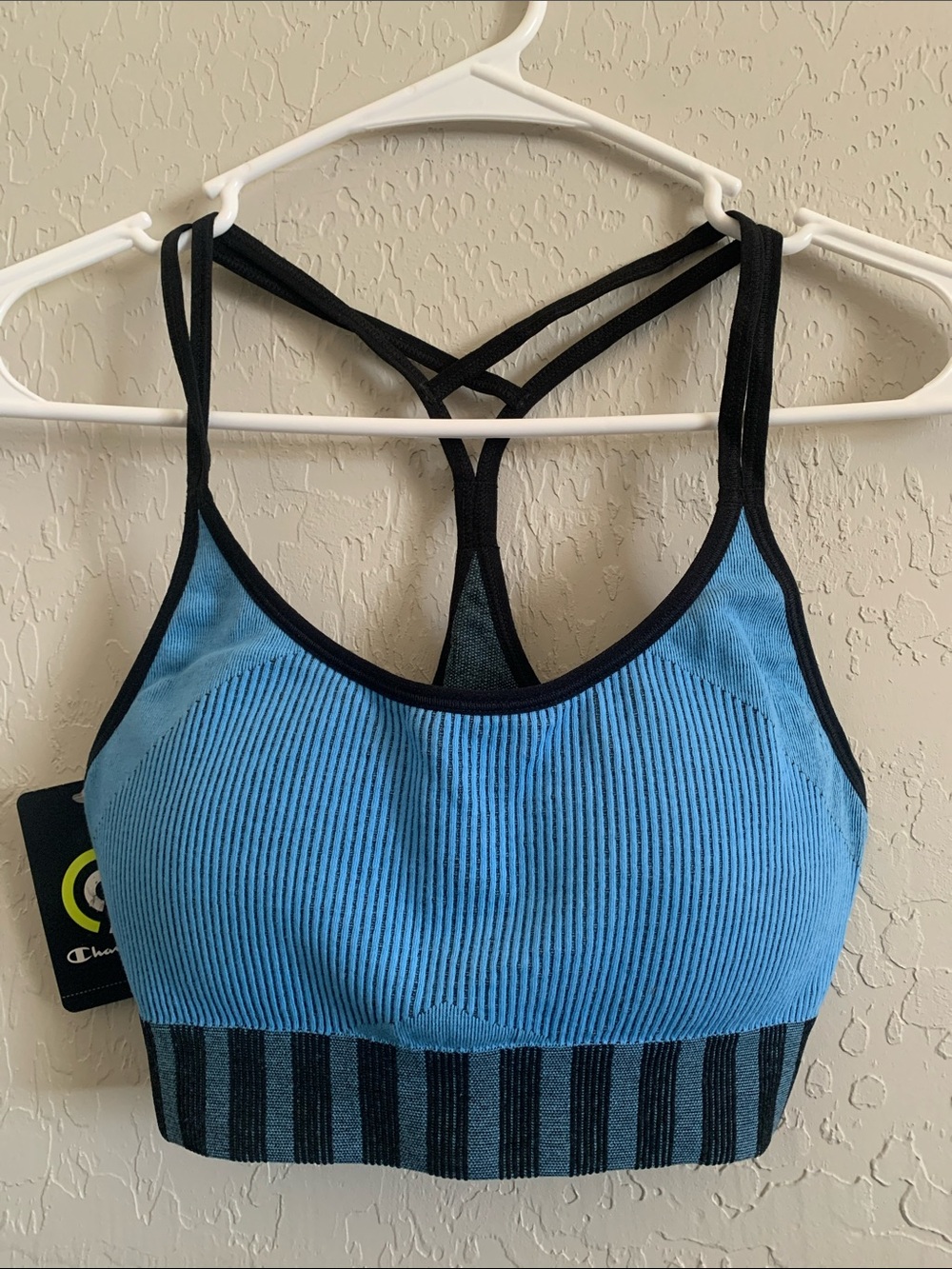 Champion Blue Ribbed Strappy Sports Bra